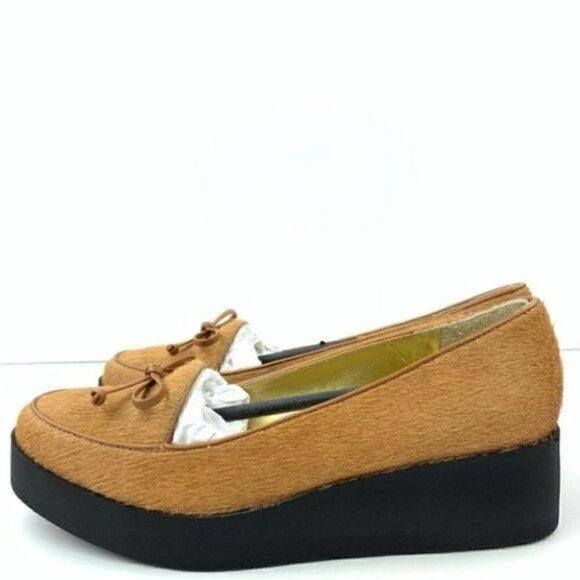 Bernardo Antwerp Platform loafer 7 tan pony hair - Picture 2 of 8